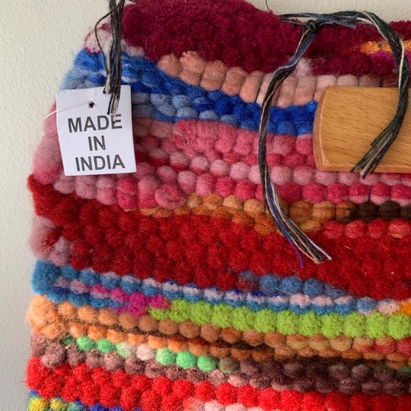 Colorful Indian Tapestry with Vintage Hanger - Picture 5 of 10